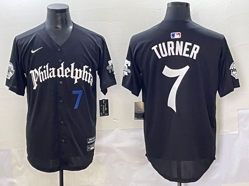 Men 2025 Philadelphia Phillies #7 Turner Black Five generations Joint Name Nike MLB Jersey style 4